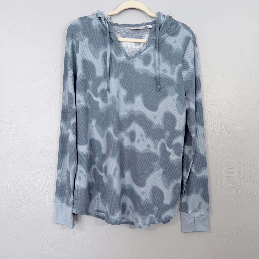 Belle By Kim Gravel Hoodie Size M Blue Tie Dye Waffle Knit